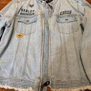 Harley-Davidson Women’s Light Blue Denim Jacket-Vintage